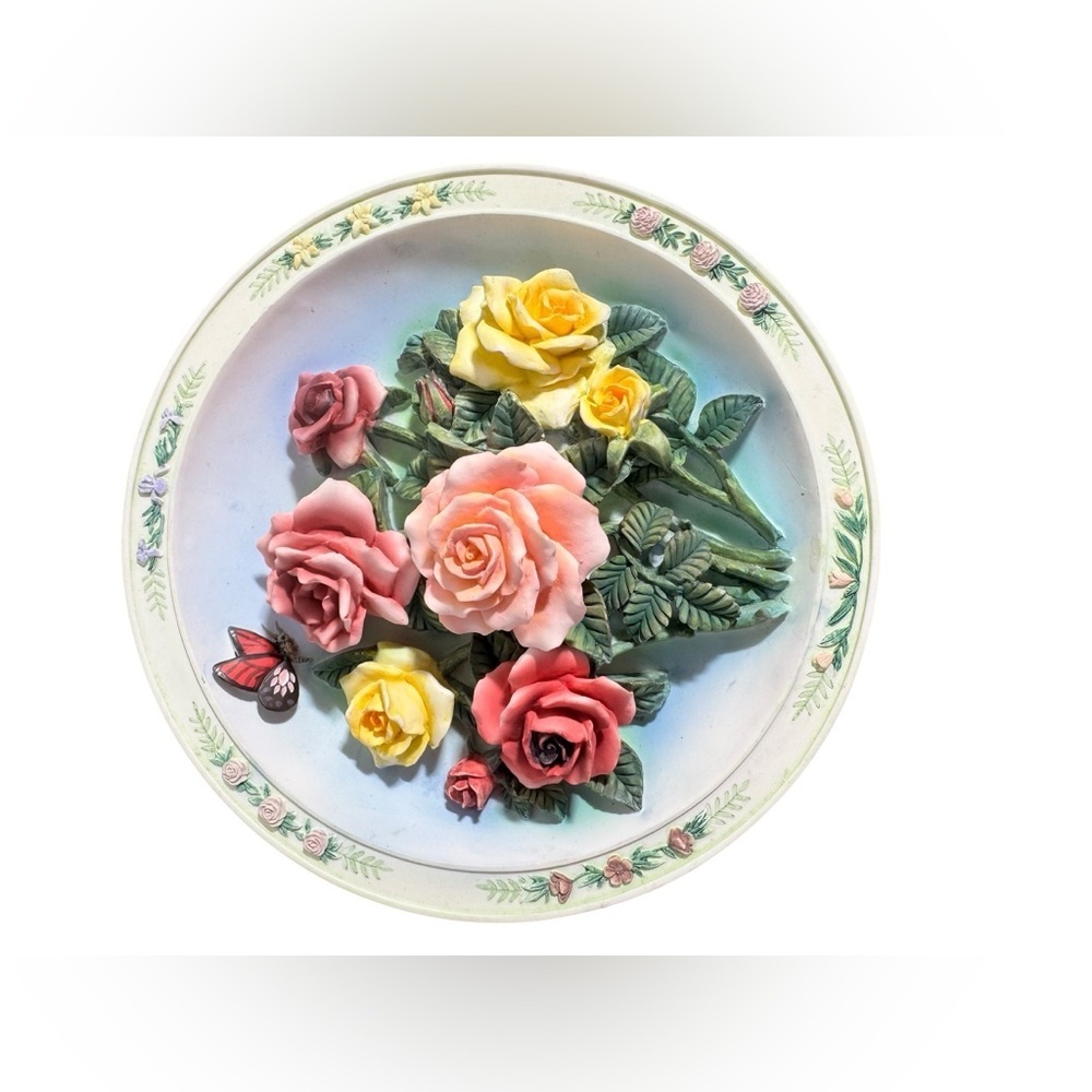 Bradford Exchange Lena Lius Beautiful Garden Rose Garden Hanging Plate